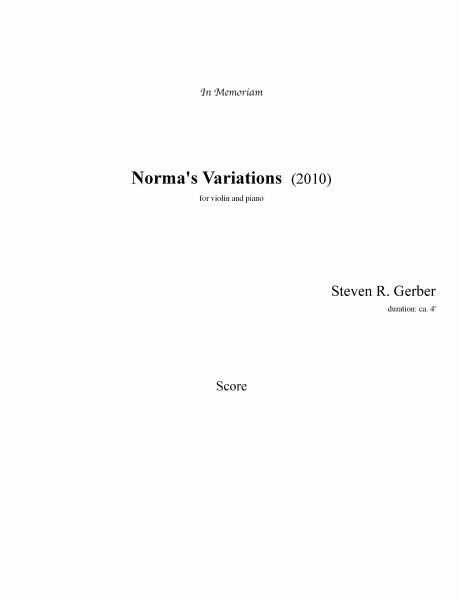 Norma's Variations for Violin and Piano Norma's Variations for Violin and Piano