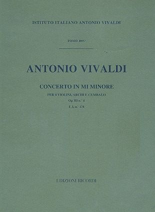 Konzert e-Moll F.1,74 für 4 Violinen, Streicher und Cembalo Partitur