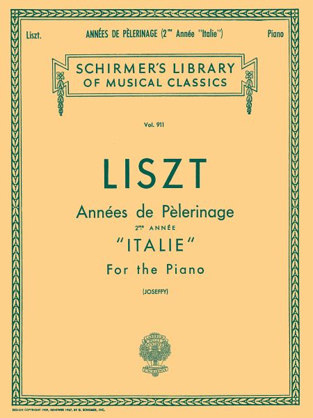 Franz Liszt, Annees De Pelerinage Book 2 'Italie' Klavier Buch Franz Liszt, Annees De Pelerinage Book 2 'Italie' Klavier Buch