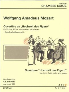 Cover Ouvertüre zu Die Hochzeit des Figaro für Flöte, Violine, Violoncello und Klavier Stimmen