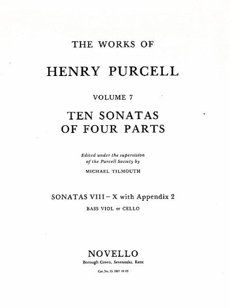 10 Sonatas of 4 Parts (nos.8-10) for strings bass viol / cello 10 Sonatas of 4 Parts (nos.8-10) for strings bass viol / cello