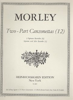 Cover 12 two-part canzonettas for 2 recorders (SS/SA or vl) score
