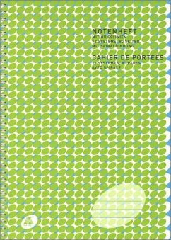 Cover Notenblock Din A4 hoch 12 Systeme mit Hilfslinien 80 Seiten Spiralbindung
