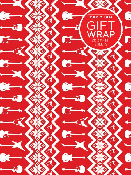 Wrapping Paper - Red & White Holiday Guitar Theme