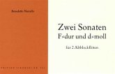 2 Sonaten für 2 Altblockflöten Spielpartitur 2 Sonaten für 2 Altblockflöten Spielpartitur