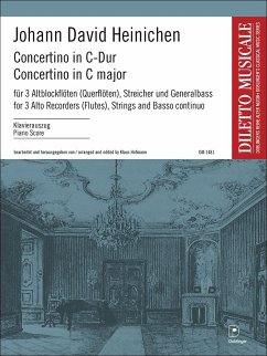 Concertino C-Dur für 3 Altblockflöten (Querflöten), Streicher und Bc Klavierauszug