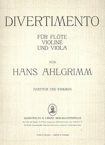 Divertimento für Flöte, Violine und Viola Partitur und Stimmen