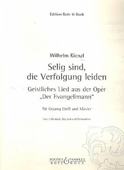 Cover Selig sind die Verfolgung leiden aus Der Evangelimann für tiefe Singstimme und Klavier