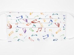 Cover Gesichtsmaske mit Musik Design 19 - Noten weiß/bunt 18,5 x 9,5 cm