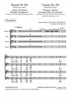 Cover Tönet ihr Pauken Kantate Nr.214 BWV214 Chorpartitur