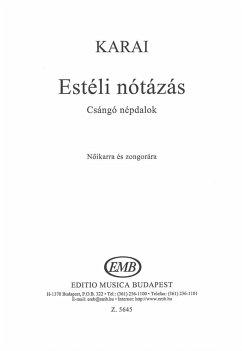 Cover Estéli nótázás for upper voices and piano score (ung)