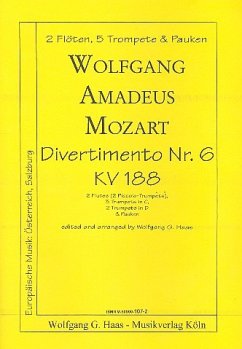 Cover Divertimento Nr.6 KV188 für 2 Flöten, 5 Trompeten und Pauken Stimmen