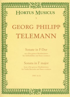 Cover Sonate F-Dur aus der getreue Musikmeister für Altblockflöte und Bc