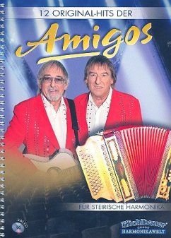Cover 12 Original-Hits der Amigos (+CD) für Steirische Handharmonika in Griffschrift