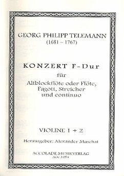 Konzert F-Dur für Altblockflöte (Fl), Fagott, Streicher und Bc Stimmensatz ((4-4-3)-3-2-2, Cembalo)