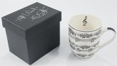Kaffeebecher Notenlinien weiß 360ml in Geschenkverpackung