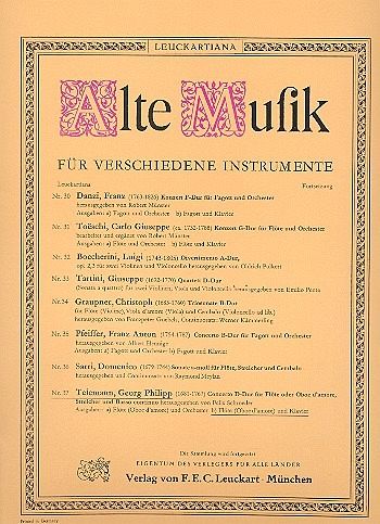 Konzert D-Dur für Flöte, Streicher und Bc für Flöte (Oboe d'amore) und Klavier Konzert D-Dur für Flöte, Streicher und Bc für Flöte (Oboe d'amore) und Klavier