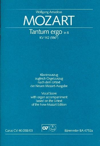 Tantum ergo in B KV142 (KV186d) für Sopran, gem Chor und Orchester Klavierauszug