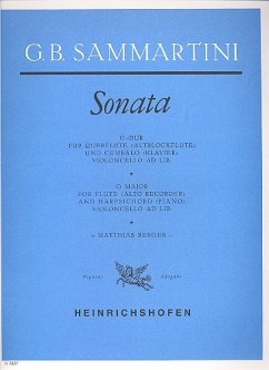 Cover Sonate G-Dur für Flöte (Altblockflöte) und Klavier (Cembalo)