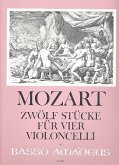 12 Stücke für 4 Violoncelli Partitur und Stimmen