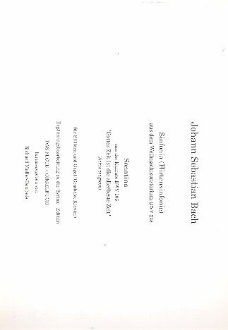 Hirtensinfonia aus BWV248 und Sonatina aus BWV106 für 2 Flöten und Orgel (Cemb/Klav)