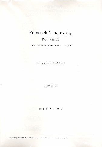Partita in Es für 2 Klarinetten, 2 Hörner und 2 Fagotte Stimmen Partita in Es für 2 Klarinetten, 2 Hörner und 2 Fagotte Stimmen