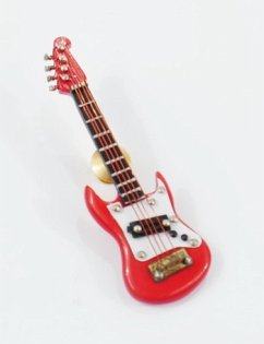 Miniatur Pin E-Gitarre rot 7 cm