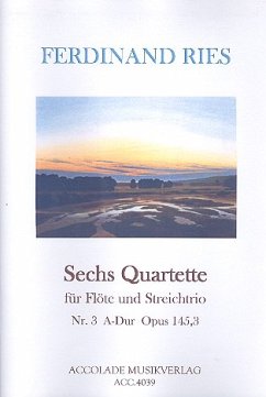 Cover Quartett A-Dur op.145,3 für Flöte und Streichtrio Partitur und Stimmen