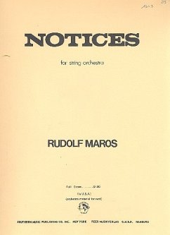 Cover Notices for string orchestra score