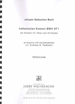 Cover Italienisches Konzert G-Dur BWV971 für Oboe und Orchester für Oboe und Klavier