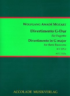 Cover Divertimento G-Dur KV229,2 für 3 Fagotte Partitur und Stimmen