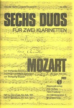 Cover 6 Duos Band 1 3 Duos KV159Anh. für 2 Klarinetten Spielpartitur