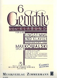 Cover 6 Gedichte op.15 für Gesang und Klavier Reprint