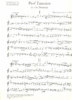 Cover 5 Fantasien zu vier Stimmen für zwei Violinen, für 2 Violinen, Viola und Violoncello Stimmen