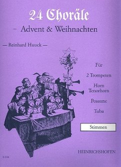 Cover 24 Choräle Advent und Weihnachten für 2 Trompeten, Horn, Tenorhorn, Posaune und Tuba (Stimmen)