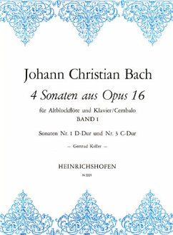 Cover 4 Sonaten aus op.16 Band 1 (Nr.1 und 3) für Altblockflöte und Klavier