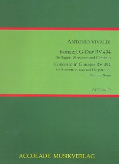 Cover Konzert G-Dur RV494 F:VIII,37 für Fagott, Streicher und Bc Partitur