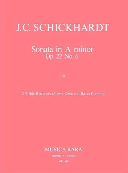 Sonate a-Moll op.22,6 for 2 treble recorders, oboe and bc Sonate a-Moll op.22,6 for 2 treble recorders, oboe and bc