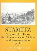 Sonate F-Dur op.14,3 für Flöte (Oboe), Violine und Bc Partitur und Stimmen Sonate F-Dur op.14,3 für Flöte (Oboe), Violine und Bc Partitur und Stimmen