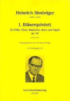 Cover Quintett Nr.1 op.93 für Flöte, Oboe, Klarinette, Horn und Fagott Partitur und Stimmen