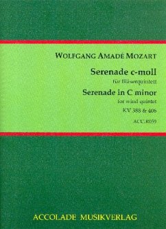 Cover Serenade c-Moll nach KV388 und KV406 für Flöte, Oboe, Klarinette, Horn und Fagott Partitur und Stimmen