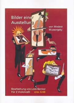 Cover Bilder einer Ausstellung für 3 Violoncelli Partitur und Stimmen