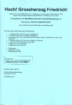 Cover Hoch Großherzog Friedrich für 5 Blechbläser (Ensemble) (Klarinette und Schlagzeug ad lib) Partitur und Stimmen