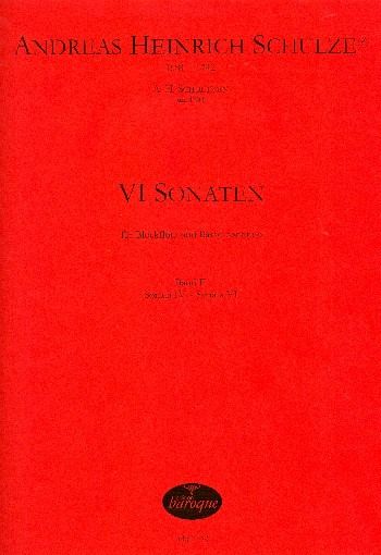 6 Sonaten Band 2 (Nr.4-6) für Blockflöte und Bc Partitur und Stimmen (Bc ausgesetzt)