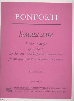 Cover Sonata a tre F-Dur op.4,9 für 2 Blockflöten (AT) und Bc