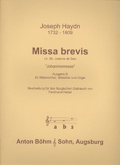 Cover Missa brevis in honorem sancti Joannes de deo für Soli (TTBB) Chor und Orchester, Partitur (= Klavierauszug) (la)