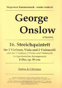 Cover Quintett E-Dur Nr.16 op.39 für 2 Violinen, Viola und 2 Violoncelli Partitur und 6 Stimmen