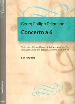 Cover Concerto a 6 für Altblockflöte, Fagott, 2 Violinen, Viola und Bc Partitur und 7 Stimmen