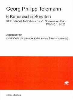 Cover 6 kanonische Sonaten TWV40:118-123 für 2 Violen da gamba (andere Bassinstrumente) Partitur und Stimme