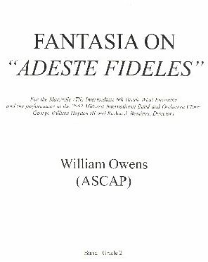 Fantasia on Adeste Fideles for concert band score and parts